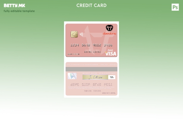 Модерен стил на Северна Кореја Даедонг Кредитна банка шаблон виза дебитна картич